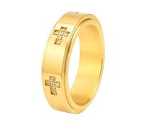 OAKKY Unisex Cruz De La Suerte Giratoria Spinner Anillo Oro Talla 22