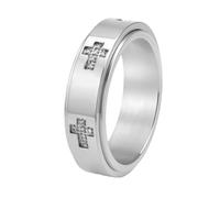 OAKKY Unisex Cruz De La Suerte Giratoria Spinner Anillo Plata Talla 17