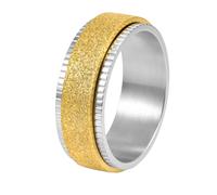 OAKKY Unisex Giratorio Brillante Engranaje Anillo | Acero Inoxidable, Acabado Brillante Texturizado, Marcos Laterales Dentados, Joyas Diarias Minimalistas