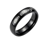 OAKKY Unisex Yo Soy Suficiente Anillo Texto Inspirador Negro Talla 25