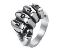OAKKY Vintage Dominante Cráneo Mano Gótico Boxeo Fitness Hip Hop Puño Poder Biker Ring Hombre Acero Inoxidable Letra Amor Tallado Talla 29