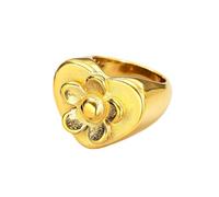 OAKKY Vintage Flor Acero Inoxidable Chapado En Oro Corazón Anillo Sello Y2K Pétalos Gruesos para Él Ella Suertudo Personalizado Statement Regalo Joyas Oro Talla 22