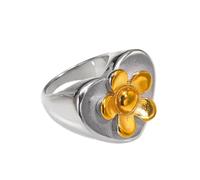 OAKKY Vintage Flor Acero Inoxidable Chapado En Oro Corazón Anillo Sello Y2K Pétalos Gruesos para Él Ella Suertudo Personalizado Statement Regalo Joyas Plata Oro Talla 22