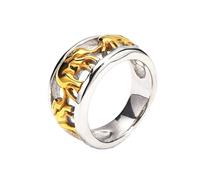 OAKKY Vintage Lindo Recortado Animal Tribal Cabeza de Elefante Esqueleto Biker Anillo Hombre Acero Inoxidable Familia Eternidad Banda de Declaración Plata Oro Talla 14