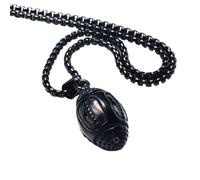 OAKKY Vintage Non-Mainstream Punk Hip Hop Grande Sólido Pelota de Rugby Colgante Fútbol Biker Collar Hombre Acero Inoxidable Estilo Gótico Punk Negro