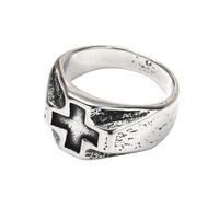 OAKKY Vintage Punk Hip Hop Lglesia Fe Cruz Anillo Biker Unisex Amuleto Acero Inoxidable Crucifijo Banda de Declaración Plata Talla 17