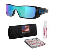 Oakley BATWOLF OO9101 - Gafas de sol con forma de escudo con kit oficial de gafas, Marco negro pulido | Lente Prizm Sapphire, Talla única