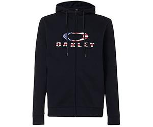 Oakley Full Zip Hoodie Bark 2.0-Sudadera con Capucha y Cremallera Completa, Negro/Bandera Americana, M para Hombre