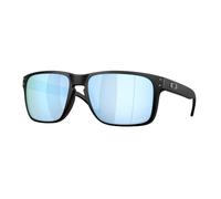 Oakley OO9487F - Paquete de lentes de sol OO 9487 F HOLBROOK XXL (A) 948706 negro mate/Prizm Deep Water Policarbonato polarizado 61 mm y correa azul grande kit de accesorios