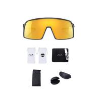 Oakley Sutro OO9406 Shield - Kit de limpieza de gafas de sol y micro bolsa de bandera negra (carbón mate/Prizm 24K)