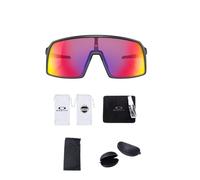 Oakley Sutro OO9406 Shield - Kit de limpieza de lentes de sol y micro bolsa de bandera negra (negro mate/Prizm Road)