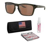Oakley SYLAS OO9448 - Gafas de sol rectangulares con kit oficial de gafas, Marco de tinta oliva, lente de tungsteno Prizm, Talla única