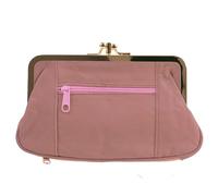 Oakridge Leather Monedero de doble cierre para mujer con espacio para tarjetas de crédito, rosa oscuro, Talla única, Monedero con cierre