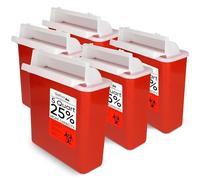 Oakridge Products Contenedor para objetos punzantes para uso doméstico y profesional, 5 cuartos de galón (paquete de 5), eliminación de agujas y jeringas de riesgo biológico, tapa estilo buzón,