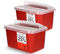OakRidge Products Recipientes para objetos afilados de un galón con tapa desplegable (paquete de 2) 1 rojo