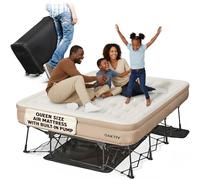 Oaktiv EZ Bed Queen - Colchón de aire inflable, con una bomba alimentada por pilas, cama resistente y extra cómoda para cualquier lugar para camping, viajes, invitados y más, incluye funda de viaje