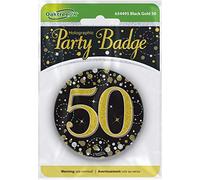 OakTree Insignia holográfica de 7,6 cm para cumpleaños número 50, color negro y dorado