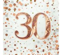 Oaktree Sparkling Fizz 30th Rose Gold - Servilletas de 3 capas, 33 x 33 cm, 16 unidades