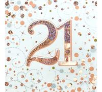 OAKTREE UK 635777 Oaktree Sparkling Fizz 21st Rose Gold 33 cm x 33 cm Servilletas de 3 capas 16 piezas