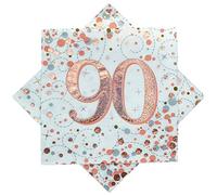 OAKTREE UK 635852 Oaktree Sparkling Fizz 90th Rose Gold - Servilletas de 3 capas, 33 x 33 cm, 16 unidades