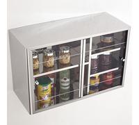 OAKVYNE Armario de Cocina de Acero Inoxidable, con Estantes Ajustables y Abiertos, Armario Colgante Multifuncional para Cocina, Baño, Sala De Estar, Garaje y Almacén, Sin Montaje(60cm/23.6in)