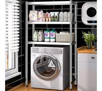 OAKVYNE Armario Lavadora Y Secadora Vertical, Estanteria Encima De La Lavadora, Mueble para Lavadora Altura Ajustable, Mueble Lavadora Niveles Acero Inoxidable.(70 * 40cm)