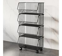 OAKVYNE Carrito Cocina con Ruedas, Estante Metálico Verdulero Cocina, Frutero con Ruedas para Encimera Y Esquina, Carro Auxiliar De Almacenamiento para Hogar(4 Floors,50cm/19.68in)