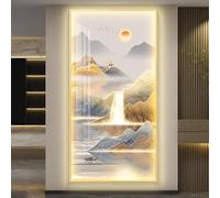 OAKVYNE Decoración De Pared 3D con Luces LED - Pintura De Paisaje Luminosa como Arte Mural 3D para Sala De Estar,Escultura Mural con Luz LED Moderna para Entrada O Oficina(A,60 * 120cm/23.6 * 47.2in)