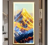 OAKVYNE Decoración Mural 3D con Luces Led - Escultura Mural Hecha A Mano Y Cuadro En Relieve, Arte Mural 3D para Sala De Estar con Iluminación, Alimentación por Enchufe(A,60 * 120cm/23.6 * 47in)