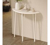 OAKVYNE Mesa Consola Moderna Decorativa De Media Luna, Consola Recibidor Semi-Circular Estrecha para Sofá, Sala, Entrada, Vestíbulo Y Pasillo(White,60cm)