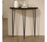 OAKVYNE Mesa Consola Moderna Decorativa De Media Luna, Consola Recibidor Semi-Circular Estrecha para Sofá, Sala, Entrada, Vestíbulo Y Pasillo(Black,80cm)
