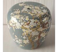 OAKVYNE Taburete Tipo Tambor Chino de Cerámica, Diseño Flores Pájaros, Pequeño Otomano para Salón, Balcón, Jardín(16)