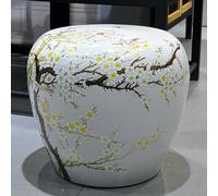 OAKVYNE Taburete Tipo Tambor Chino de Cerámica, Diseño Flores Pájaros, Pequeño Otomano para Salón, Balcón, Jardín(3)