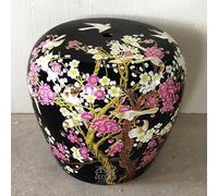 OAKVYNE Taburete Tipo Tambor Chino de Cerámica, Diseño Flores Pájaros, Pequeño Otomano para Salón, Balcón, Jardín(13)