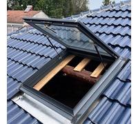 OAKVYNE Ventana de Techo, Tragaluz de Acceso al Techo, Ventana de Techo Clara, Tragaluz Manual con Vidrio Templado Doble, para Ático/Sótano, Ventanas de Escape(95x75cm/37.4x29.5in)