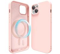 oakxco Funda Magnética para iPhone 13 Mini/ 12 Mini Silicona, Compatible con Carga Inalámbrica Magsafe, Goma Blanda Ultra Fina, Elegante Slim mag Safe Protección Case, Rosa