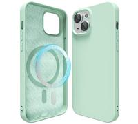 oakxco Funda Magnética para iPhone 14/13 Silicona, Compatible con Carga Inalámbrica Magsafe, Goma Blanda Ultra Fina, Elegante Slim mag Safe Protección Case, Verde Menta