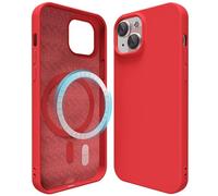 oakxco Funda Magnética para iPhone 15 Silicona, Compatible con Carga Inalámbrica Magsafe, Goma Blanda Ultra Fina, Elegante Slim mag Safe Protección Case, Rojo