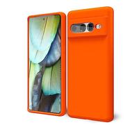 oakxco Funda Silicona para Google Pixel 7 Pro, Gel de Goma Suave y Delgada, TPU Liso Mate Color Puro Funda Minimalista, Elegante Ultra Slim Mate Protección Case, Anaranjado Neón