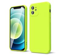 oakxco Funda Silicona para iPhone 12, Gel de Goma Suave y Delgada, TPU Liso Mate Color Puro Funda Minimalista, Elegante Ultra Slim Mate Protección Case, Amarillo Fluorescente