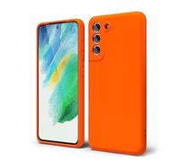 oakxco Funda Silicona para Samsung Galaxy S21 FE, Gel de Goma Suave y Delgada, TPU Liso Mate Color Puro Funda Minimalista, Elegante Ultra Slim Mate Protección Case, Anaranjado Neón