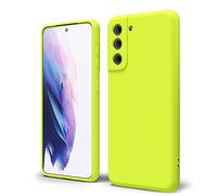 oakxco Funda Silicona para Samsung Galaxy S21, Gel de Goma Suave y Delgada, TPU Liso Mate Color Puro Funda Minimalista, Elegante Ultra Slim Mate Protección Case, Amarillo Neón