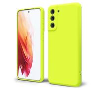 oakxco Funda Silicona para Samsung Galaxy S21 Plus, Gel de Goma Suave y Delgada, TPU Liso Mate Color Puro Funda Minimalista, Elegante Ultra Slim Mate Protección Case, Amarillo Neón