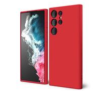 oakxco Funda Silicona para Samsung Galaxy S22 Ultra, Gel de Goma Suave y Delgada, TPU Liso Mate Color Puro Funda Minimalista, Elegante Ultra Slim Mate Protección Case, Rojo