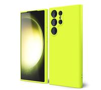oakxco Funda Silicona para Samsung Galaxy S23 Ultra, Gel de Goma Suave y Delgada, TPU Liso Mate Color Puro Funda Minimalista, Elegante Ultra Slim Mate Protección Case, Amarillo Neón