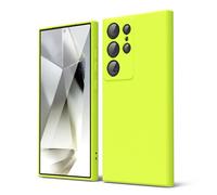oakxco Funda Silicona para Samsung Galaxy S24 Ultra, Gel de Goma Suave y Delgada, TPU Liso Mate Color Puro Funda Minimalista, Elegante Ultra Slim Mate Protección Case, Amarillo Neón