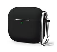 Oakxco para Airpods 4 Generación Mosquetón, Impermeable Antigolpes Silicona Protectora Funda, Funda de Apple Airpods 4th Fina Suave, Elegante Diseño de Color Sólido Kawaii, Para Mujeres Hombres, Negro