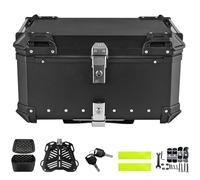 Oamger Moto Top Case,Top Case Moto de Aluminio Impermeable,baúl de Almacenamiento con Doble Llave,Caja de Cola de Motos con Cerradura de Seguridad,Caja de Equipaje para Almacenamiento de Cascos (65L)