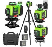 Oamger Nivel Laser Autonivelante 4x360°, Nivel Laser Autonivelante 360 grados para Proyectos de Construcción, Renovación, Azulejos y Baldosas, Nivel Láser 16 lineas con Tripode y 2× Baterías 4800mAh