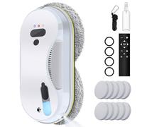 Oamger Robot Limpiador de Ventanas, 3800Pa Robot Lavadora de Cristal Automático con Depósito de Agua de 40 ML, Sistema de Seguridad, Navegación Inteligente, para todas las Superficies Lisas, 10 Paños